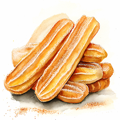 JPG 일러스트 디저트 수채화 사람없음 갈색 달콤 설탕 디지털합성 츄러스 편집소스 국내일러스트 AI일러스트 AI콘텐츠 음식 컬러 맛 파일형식