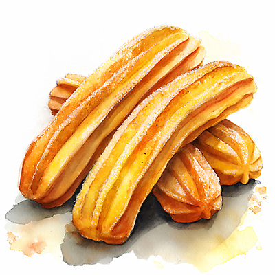 JPG 일러스트 디저트 수채화 사람없음 갈색 달콤 설탕 디지털합성 츄러스 편집소스 국내일러스트 AI일러스트 AI콘텐츠 음식 컬러 맛 파일형식