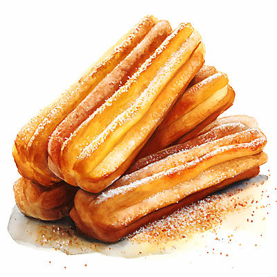 JPG 일러스트 디저트 수채화 사람없음 갈색 달콤 설탕 디지털합성 시나몬 츄러스 편집소스 국내일러스트 AI일러스트 AI콘텐츠 음식 컬러 맛 파일형식