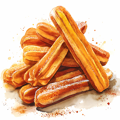 JPG 일러스트 디저트 수채화 사람없음 갈색 달콤 설탕 디지털합성 시나몬 츄러스 편집소스 국내일러스트 AI일러스트 AI콘텐츠 음식 컬러 맛 파일형식