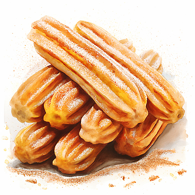 JPG 일러스트 디저트 수채화 사람없음 갈색 달콤 설탕 디지털합성 시나몬 츄러스 편집소스 국내일러스트 AI일러스트 AI콘텐츠 음식 컬러 맛 파일형식