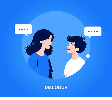 여자 남자 아들 어린이 말풍선 일러스트 엄마 커뮤니케이션 말하기 대화 소년 상반신 성인 두명 파란색 마주보기 화목 원형 소통 국내일러스트 AI파일 도형 컬러 컨셉 가족 모션 사람 파일형식 벡터