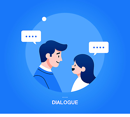 여자 남자 어린이 말풍선 일러스트 커뮤니케이션 말하기 대화 소녀 상반신 성인 두명 파란색 마주보기 화목 원형 소통 부녀 국내일러스트 AI파일 도형 딸 컬러 컨셉 가족 모션 사람 아빠 파일형식 벡터