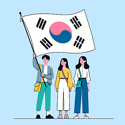 전신 여자 남자 일러스트 서기 들기 성인 캐주얼 세명 청바지 태극기 삼일절 성인만 국내일러스트 AI파일 옷 바지 모션 사람 공휴일 국기 국경일 파일형식 벡터