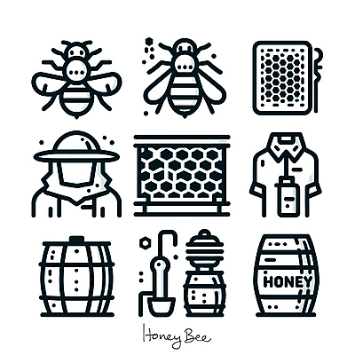 아이콘 꽃 한명 사람 달콤 꿀벌 농부 꿀 벌집 꿀단지 양봉 양봉장 2D아이콘 AI파일 식물 직업 1 맛 벌_곤충 파일형식 벡터