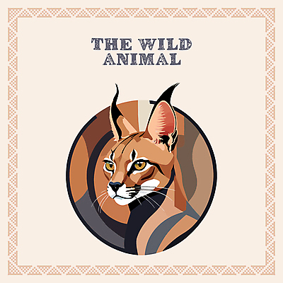 한마리 일러스트 사람없음 주황색 고양이 테두리 노르딕 스라소니 국내일러스트 AI파일 1 디자인 컬러 포유류 반려동물 파일형식 벡터