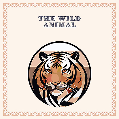 한마리 일러스트 사람없음 주황색 호랑이 테두리 노르딕 국내일러스트 AI파일 1 디자인 컬러 포유류 파일형식 벡터