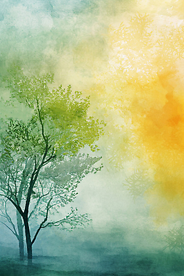 JPG 나무 백그라운드 일러스트 자연 수채화 풍경 사람없음 초록색 노란색 분위기 질감 국내일러스트 AI일러스트 AI콘텐츠 식물 컬러 컨셉 생태계 파일형식