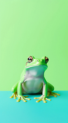 JPG 편집이미지 한마리 개구리 양서류 사람없음 초록색 디지털합성 편집실사 AI포토 AI콘텐츠 동물 1 컬러 CG 파일형식