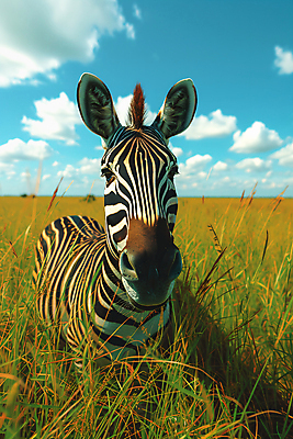 JPG 식물 동물 편집이미지 아프리카 자연 하늘 사람없음 얼룩말 편집실사 AI포토 AI콘텐츠 나라 말_동물 CG 생태계 파일형식