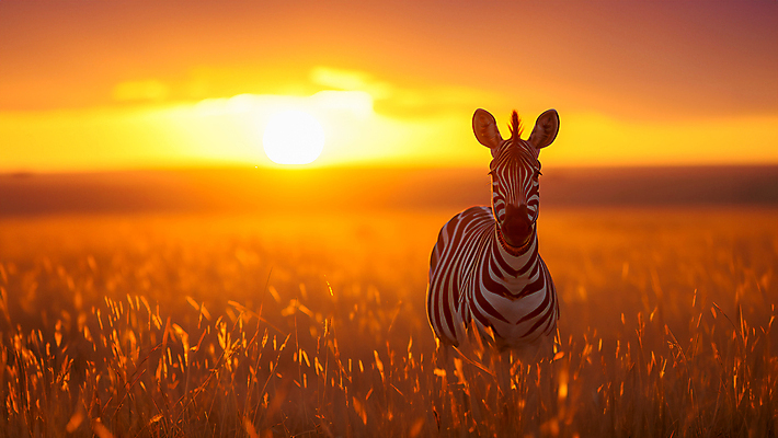 JPG 식물 동물 편집이미지 아프리카 자연 하늘 사람없음 노을 얼룩말 편집실사 AI포토 AI콘텐츠 자연요소 나라 말_동물 CG 생태계 파일형식