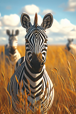 JPG 식물 동물 편집이미지 아프리카 자연 하늘 사람없음 얼룩말 편집실사 AI포토 AI콘텐츠 나라 말_동물 CG 생태계 파일형식