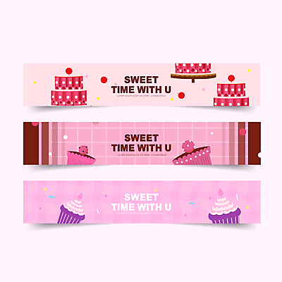 템플릿 배너 배너템플릿 기념일 가로배너 분홍색 백그라운드 디저트 사람없음 세트 현수막 달콤 컵케이크 AI파일 음식 컬러 이벤트 가로 케이크 맛 파일형식 벡터