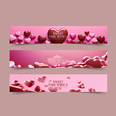 템플릿 배너 배너템플릿 기념일 가로배너 분홍색 백그라운드 디저트 사람없음 세트 초콜릿 현수막 하트 달콤 광택 AI파일 모양 음식 컬러 이벤트 가로 맛 파일형식 벡터