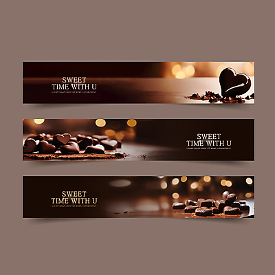 템플릿 배너 배너템플릿 기념일 가로배너 백그라운드 디저트 사람없음 세트 갈색 초콜릿 현수막 하트 달콤 보케 AI파일 모양 음식 컬러 이벤트 가로 맛 파일형식 벡터