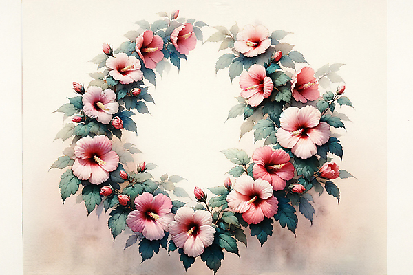 JPG 일러스트 수채화 프레임 사람없음 분위기 무궁화 나라꽃 국내일러스트 AI일러스트 AI콘텐츠 꽃 컨셉 파일형식