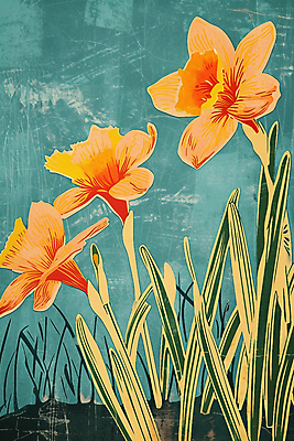 JPG 꽃 백그라운드 일러스트 자연 사람없음 풀잎 그림 청록색 국내일러스트 AI일러스트 AI콘텐츠 식물 컬러 잎 풀_식물 생태계 파일형식