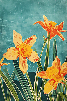 JPG 꽃 백그라운드 일러스트 자연 사람없음 풀잎 그림 청록색 국내일러스트 AI일러스트 AI콘텐츠 식물 컬러 잎 풀_식물 생태계 파일형식