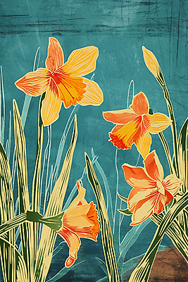 JPG 꽃 백그라운드 일러스트 자연 사람없음 노란색 풀잎 그림 국내일러스트 AI일러스트 AI콘텐츠 식물 컬러 잎 풀_식물 생태계 파일형식