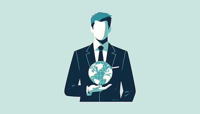 JPG 남자 일러스트 한명 서기 들기 정장 상반신 성인 경제 글로벌 지구본 비즈니스맨 부 무역 성인남자한명만 국내일러스트 AI일러스트 AI콘텐츠 1 옷 산업 비즈니스 모션 사람 직장인 재산 남자한명만 성인남자만 파일형식