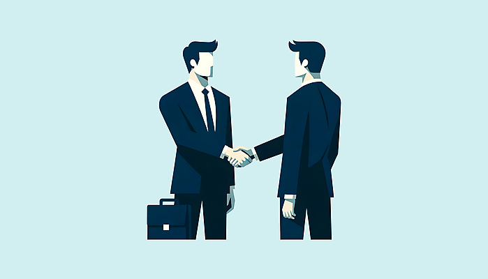 JPG 남자 서류가방 일러스트 악수 협상 서기 정장 상반신 성인 두명 경제 파란색 비즈니스맨 부 계약체결 성인남자만 국내일러스트 AI일러스트 AI콘텐츠 옷 컬러 가방 비즈니스 모션 사람 손짓 직장인 재산 계약 남자만 성인만 파일형식