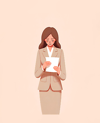 JPG 여자 일러스트 스트레스 한명 서기 들기 정장 상반신 성인 경제 구직 실패 좌절 실업 불안 고민 청년실업 고용 불합격 우울감 위기 합격통지서 성인여자한명만 청년취업 취업난 국내일러스트 AI일러스트 AI콘텐츠 1 옷 감정 컨셉 비즈니스 모션 사람 사회이슈 합격 채용 여자한명만 성인여자만 파일형식