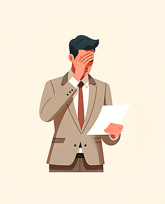 JPG 남자 일러스트 스트레스 한명 서기 들기 정장 상반신 성인 경제 구직 실패 좌절 실업 불안 고민 청년실업 고용 불합격 우울감 위기 합격통지서 성인남자한명만 청년취업 취업난 국내일러스트 머리짚기 AI일러스트 AI콘텐츠 1 옷 감정 컨셉 비즈니스 모션 사람 사회이슈 합격 채용 남자한명만 성인남자만 파일형식