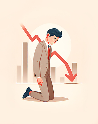 JPG 전신 남자 화살표 일러스트 그래프 스트레스 한명 정장 성인 경제 구직 실패 좌절 무릎꿇기 하락 실업 불안 고민 청년실업 고용 불합격 우울감 위기 성인남자한명만 청년취업 취업난 국내일러스트 AI일러스트 AI콘텐츠 1 옷 감정 컨셉 비즈니스 모션 사람 사회이슈 채용 남자한명만 성인남자만 파일형식