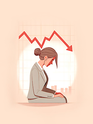 JPG 여자 화살표 일러스트 그래프 스트레스 한명 정장 상반신 성인 경제 구직 실패 좌절 무릎꿇기 하락 실업 불안 고민 청년실업 고용 불합격 우울감 위기 성인여자한명만 청년취업 취업난 국내일러스트 AI일러스트 AI콘텐츠 1 옷 감정 컨셉 비즈니스 모션 사람 사회이슈 채용 여자한명만 성인여자만 파일형식