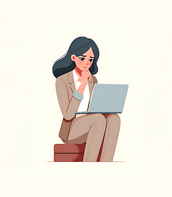 JPG 여자 일러스트 스트레스 한명 앉기 정장 상반신 성인 경제 노트북 구직 실패 좌절 실업 불안 고민 청년실업 고용 불합격 우울감 위기 성인여자한명만 청년취업 취업난 국내일러스트 AI일러스트 AI콘텐츠 1 옷 감정 컨셉 비즈니스 모션 사람 전자제품 사회이슈 채용 여자한명만 성인여자만 파일형식