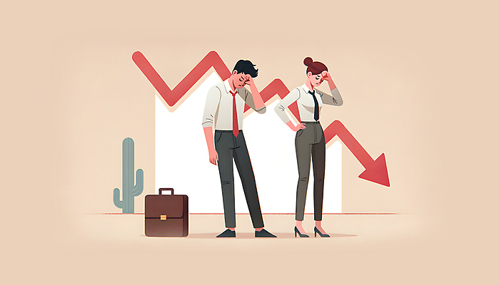 JPG 전신 여자 남자 화살표 서류가방 일러스트 그래프 스트레스 서기 정장 성인 두명 경제 구직 실패 좌절 하락 실업 불안 고민 청년실업 고용 불합격 우울감 위기 성인만 청년취업 취업난 국내일러스트 머리짚기 AI일러스트 AI콘텐츠 옷 감정 컨셉 가방 비즈니스 모션 사람 사회이슈 채용 파일형식