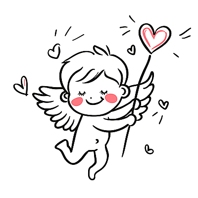 전신 캐릭터 남자 어린이 라인일러스트 일러스트 천사 한명 미소 소년 귀여움 하트 라인아트 큐피드 천사날개 소년한명만 일러캐릭터 AI파일 모양 1 선 컨셉 날개 표정 사람 남자한명만 소년만 파일형식 벡터