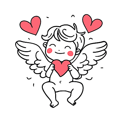 전신 캐릭터 남자 어린이 라인일러스트 일러스트 천사 한명 미소 소년 귀여움 하트 라인아트 큐피드 천사날개 소년한명만 일러캐릭터 AI파일 모양 1 선 컨셉 날개 표정 사람 남자한명만 소년만 파일형식 벡터