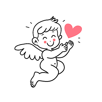 전신 캐릭터 남자 어린이 라인일러스트 일러스트 천사 한명 미소 소년 귀여움 하트 라인아트 큐피드 천사날개 소년한명만 일러캐릭터 AI파일 모양 1 선 컨셉 날개 표정 사람 남자한명만 소년만 파일형식 벡터