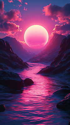 JPG 구름 편집이미지 백그라운드 하늘 산 사람없음 빨간색 물 빛 판타지 태양 일몰 행성 분위기 디지털합성 몽환 편집소스 이미지편집 편집실사 AI컴퓨터그래픽 AI콘텐츠 자연요소 컬러 컨셉 상상 우주 노을 CG 파일형식