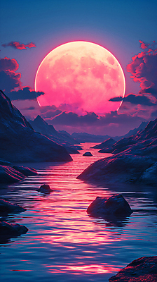 JPG 구름 편집이미지 백그라운드 하늘 산 사람없음 빨간색 물 판타지 일몰 행성 달 분위기 디지털합성 몽환 편집소스 이미지편집 편집실사 AI컴퓨터그래픽 AI콘텐츠 자연요소 컬러 컨셉 상상 우주 노을 CG 파일형식