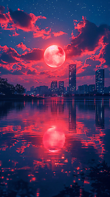 JPG 구름 편집이미지 백그라운드 하늘 사람없음 건물 빨간색 물 판타지 일몰 행성 달 분위기 디지털합성 몽환 편집소스 이미지편집 편집실사 AI컴퓨터그래픽 AI콘텐츠 자연요소 건축물 컬러 컨셉 상상 우주 노을 CG 파일형식