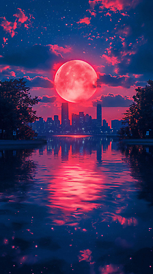 JPG 구름 편집이미지 백그라운드 하늘 사람없음 건물 빨간색 물 판타지 일몰 행성 달 분위기 디지털합성 몽환 편집소스 이미지편집 편집실사 AI컴퓨터그래픽 AI콘텐츠 자연요소 건축물 컬러 컨셉 상상 우주 노을 CG 파일형식