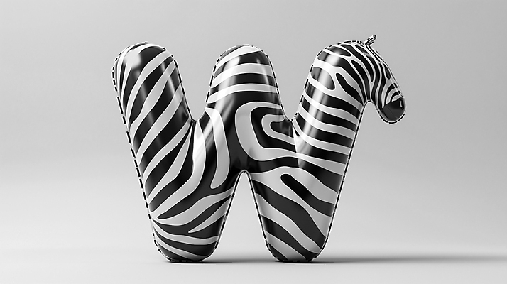 PSD 편집이미지 영어 백그라운드 추상 흑백 타이포그라피 사람없음 3D 디지털합성 V 얼룩말 광택 얼룩무늬 입체문자 편집소스 편집3D 문자 알파벳 무늬 촬영기법 말_동물 파일형식