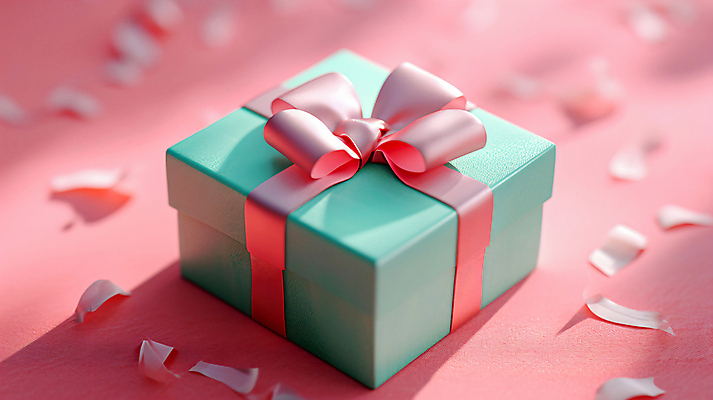 JPG 편집이미지 리본 분홍색 선물 사람없음 선물상자 오브젝트 꽃가루 민트색 편집실사 AI포토 AI콘텐츠 컬러 상자 가루 CG 파일형식