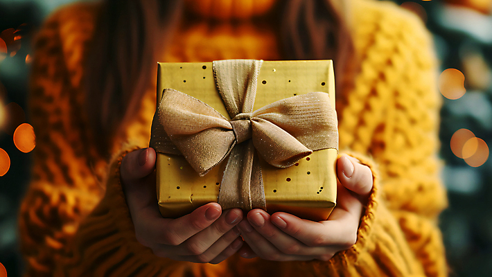 JPG 편집이미지 손 리본 선물 한명 들기 사람 신체부위 선물상자 노란색 스웨터 오브젝트 보케 편집실사 AI인물포토 AI콘텐츠 1 컬러 상의 모션 상자 CG 파일형식 AI포토