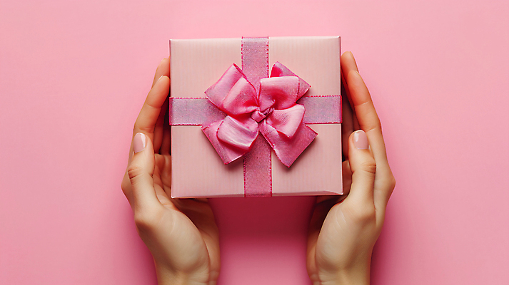 JPG 편집이미지 손 리본 분홍색 선물 신체부위 선물상자 오브젝트 편집실사 AI인물포토 AI콘텐츠 컬러 사람 상자 CG 파일형식 AI포토