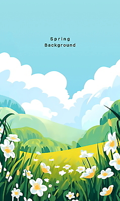 PSD 구름 꽃 백그라운드 일러스트 자연 하늘 풍경 초원 사람없음 맑음 봄 봄배경 국내일러스트 자연요소 식물 계절 날씨 생태계 파일형식