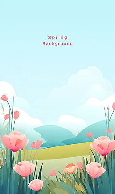 PSD 구름 꽃 백그라운드 일러스트 자연 하늘 산 풍경 초원 사람없음 맑음 봄 봄배경 국내일러스트 자연요소 식물 계절 날씨 생태계 파일형식