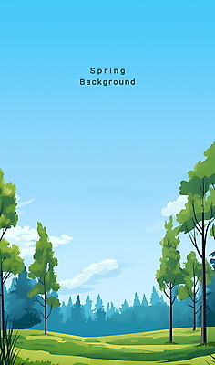 PSD 나무 구름 백그라운드 일러스트 자연 하늘 풍경 사람없음 맑음 봄 숲 봄배경 국내일러스트 자연요소 식물 계절 날씨 생태계 파일형식