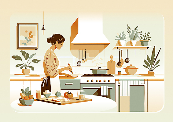 라이프스타일 그릇 여자 화분 화초 액자 일러스트 식탁 주방용품 휴식 도마 한명 들기 상반신 성인 취미 일상 인테리어 주방 눈감음 주황색 가스레인지 감성 민트색 성인여자한명만 국내일러스트 AI파일 식물 1 식기 디자인 컬러 생활용품 컨셉 모션 탁자 사람 라이프 생활 가전제품 레인지 여자한명만 성인여자만 파일형식 벡터