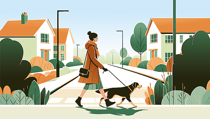 전신 나무 라이프스타일 여자 도로 가로등 일러스트 휴식 주택 한명 성인 취미 일상 초록색 인테리어 산책 핸드백 코트 강아지 감성 목줄 성인여자한명만 국내일러스트 AI파일 식물 1 디자인 공공시설 길 컬러 컨셉 가방 교통시설 사람 건물 라이프 생활 반려동물 외투 개 여자한명만 성인여자만 파일형식 벡터 반려용품