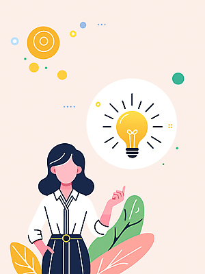 여자 분홍색 일러스트 비즈니스 전구 나뭇잎 한명 상반신 성인 가리킴 비즈니스우먼 주머니손 얼굴없음 성인여자한명만 국내일러스트 AI파일 1 컬러 잎 모션 사람 손짓 직장인 여자한명만 성인여자만 파일형식 벡터