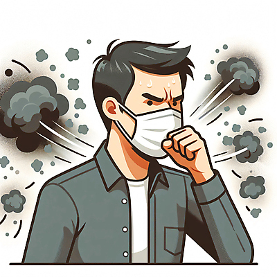 JPG 남자 일러스트 마스크 한명 상반신 성인 공해 봄 주먹 디지털합성 기침 식은땀 성인남자한명만 미세먼지 편집소스 국내일러스트 AI일러스트 AI콘텐츠 1 계절 모션 사람 먼지 남자한명만 성인남자만 파일형식