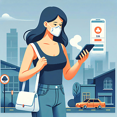 JPG 여자 도로 가방 일러스트 자동차 마스크 한명 들기 상반신 성인 공해 건물 스마트폰 민소매 봄 표지판 어플리케이션 디지털합성 측정 확인 성인여자한명만 미세먼지 편집소스 국내일러스트 AI일러스트 AI콘텐츠 1 건축물 잡화 계절 길 육상교통 상의 교통시설 모션 알림판 사람 핸드폰 스마트기기 먼지 여자한명만 성인여자만 파일형식